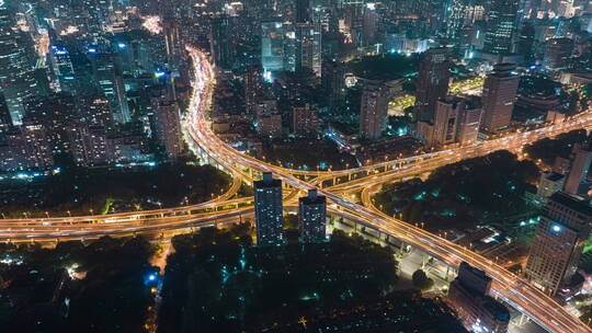 上海延安路高架航拍延时摄影-城市背景