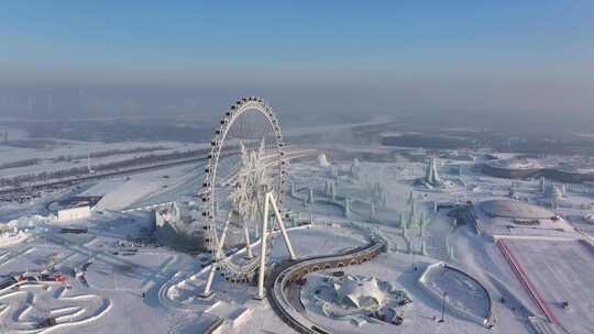 哈尔滨冰雪大世界白天4K航拍