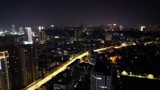 航拍湖北宜昌夜景万家灯火交通大道