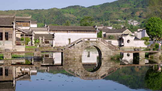 徽派建筑 江南水乡 小桥流水 古村落 夏天视频素材模板下载