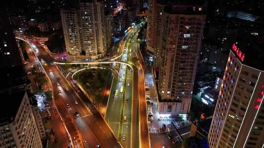 贵阳花溪大道夜景航拍视频素材模板下载