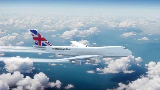 商业客机乘客飞机巨型喷气式飞机在云上飞翔