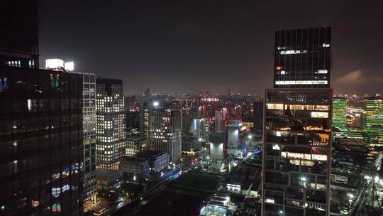 珠江新城夜景航拍空镜