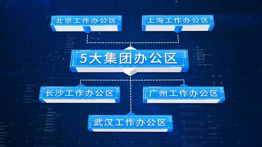 蓝色科技企业文字结构分类展示AE模板