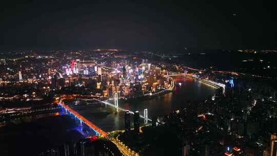 重庆渝中半岛夜景航拍