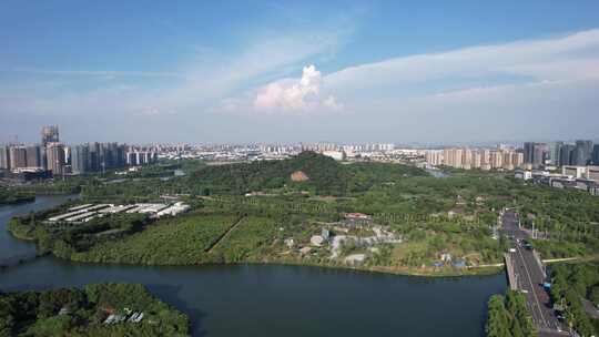 浙江绍兴镜湖国家城市湿地公园航拍 