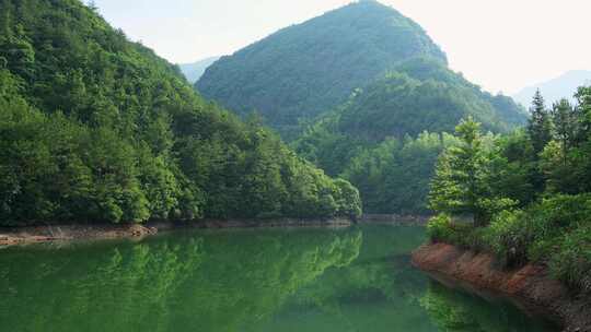 山里绿色的森林和湖泊