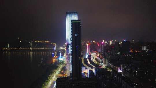 航拍宜昌城市夜景