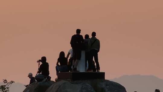 香港宝马山观景平台傍晚夕阳航拍