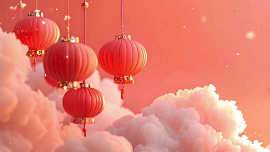 喜庆国风灯笼和祥云素材