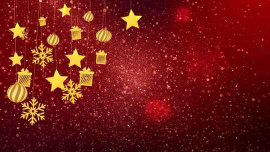 新年快乐金色装饰星星和圣诞快乐球