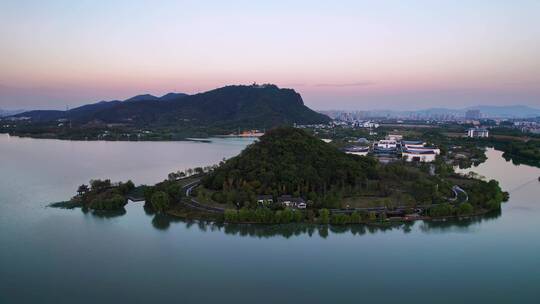 杭州湘湖旅游度假风景区压湖山航拍