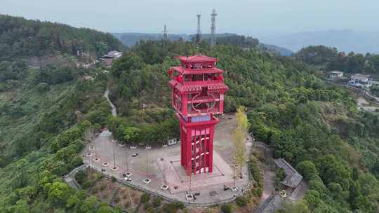 四川达州凤凰山风景名胜区凤凰楼航拍