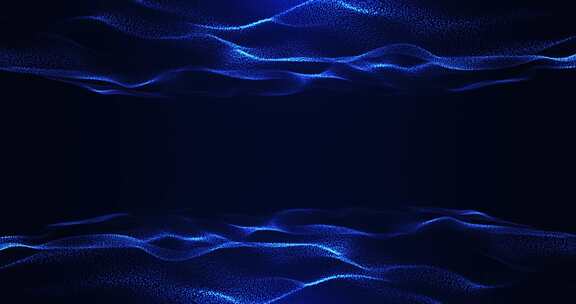 4K蓝色光影粒子海洋波纹波浪流动