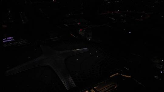 杭州西站夜景航拍风光视频素材模板下载