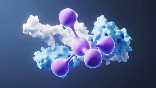 分子与蛋白质生物科技概念3D渲染