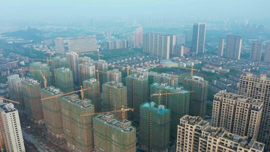 6条素材合集 浙江义乌城市建设风光航拍