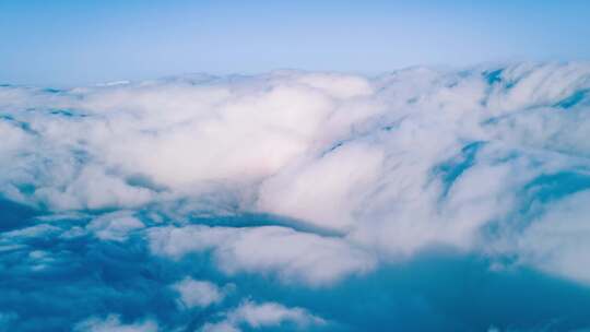 航拍高空翻腾的云海延时摄影