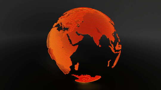 橙色科技行星地球循环旋转