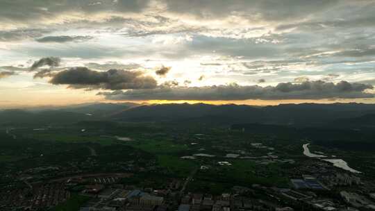 日落 震撼日落 傍晚航拍 安吉夕阳