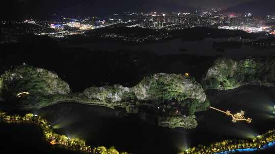 合集广东肇庆七星山夜景灯光航拍