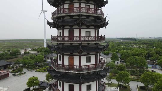 上海奉贤东海观音寺4K航拍原素材视频素材模板下载