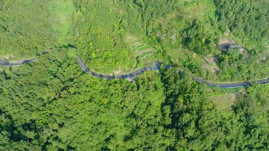 多镜头航拍山间崎岖道路环山路盘山公路