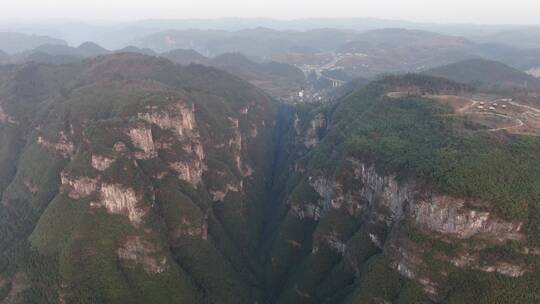 航拍大山峡谷山峰