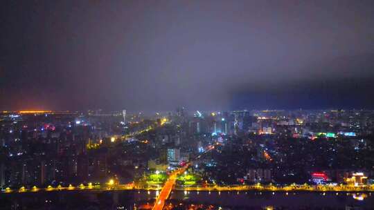 航拍海口城市夜景风光