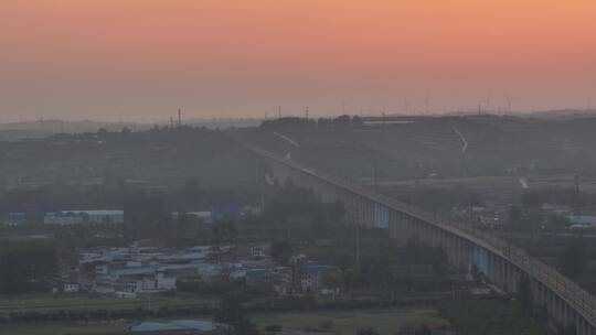 城市航拍桥梁立交高铁铁路大桥跨河