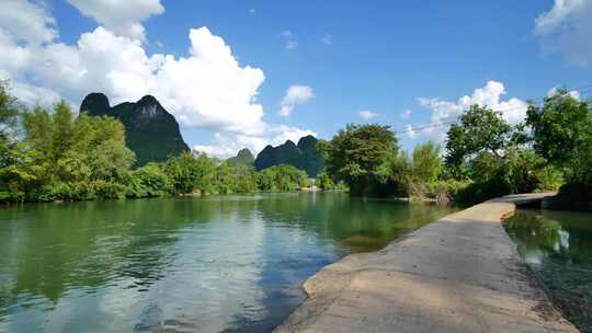 广西农村乡村小河边风景