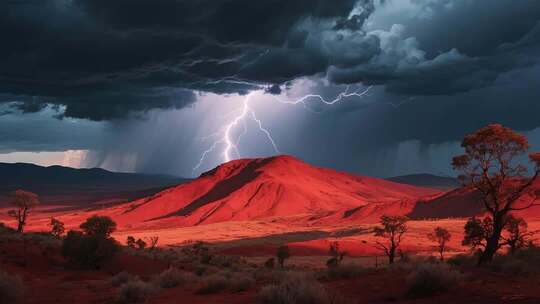 沙漠雷电交加自然风光素材