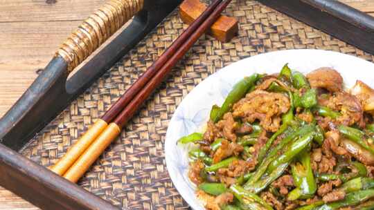 餐饮美食湘菜小炒肉4k实拍