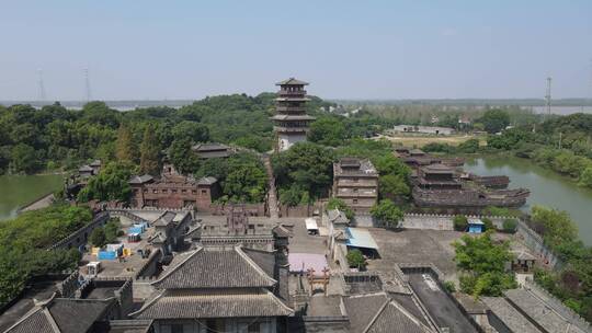 湖北赤壁三国古战场5A景区航拍