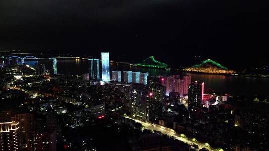 湖北宜昌城市夜景灯光航拍视频素材模板下载