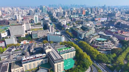 浙江杭州西湖景区环城西路城市风景风光航拍