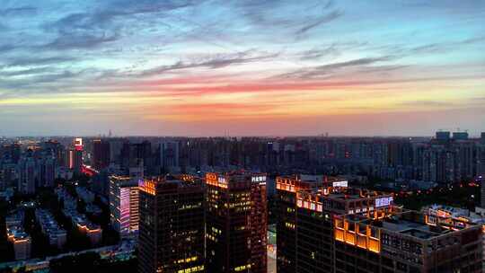 西安高新区夜景灯光夕阳视频素材模板下载