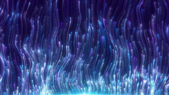 蓝色粒子光线上升优雅粒子线条流动