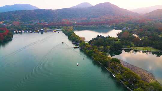 浙江杭州西湖景区风景航拍