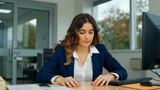 办公室女商人使用电脑办公