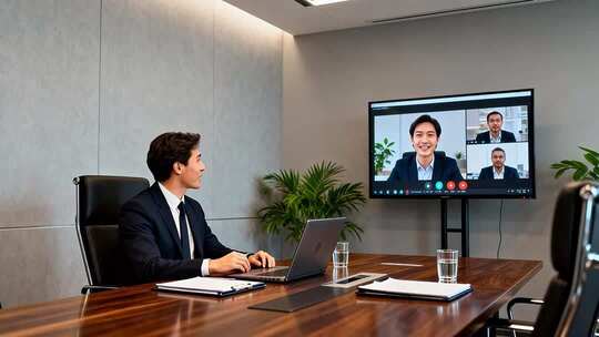 商务人士会议室进行视频会议
