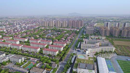 航拍绍兴上虞滨海新城住宅区全景