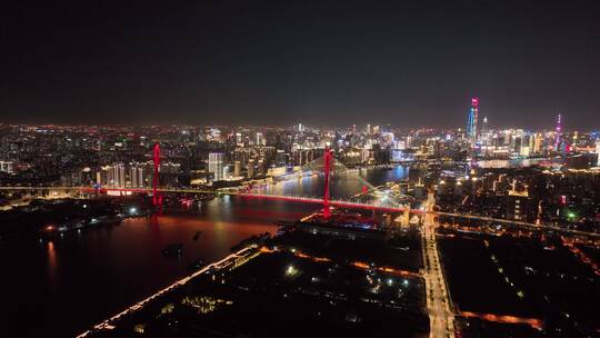 上海杨浦大桥夜景航拍