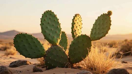 沙漠中的仙人掌植物特写