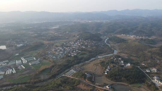 航拍湖南山区乡村农村