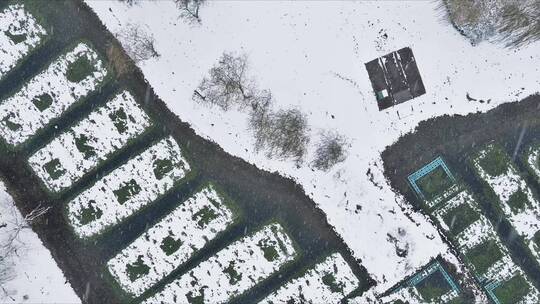 航拍银装素裹城市雪景长沙雪景