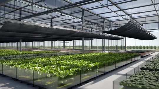 温室大棚内蔬菜种植场景