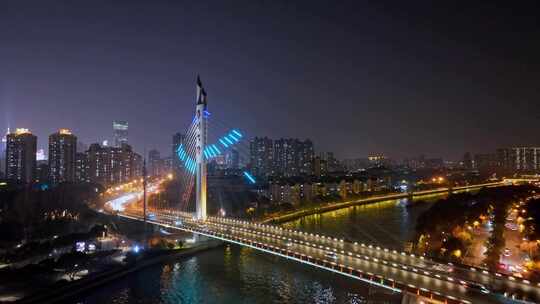 江苏无锡城市夜景航拍