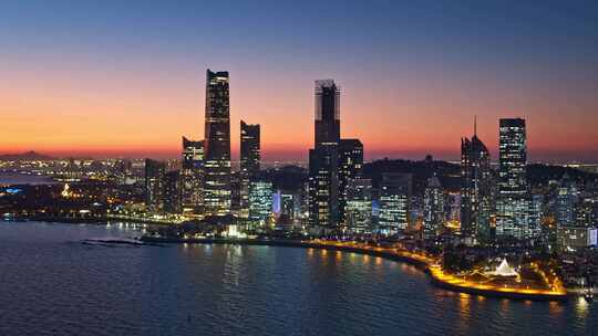 青岛夜景航拍青岛城市夜景航拍