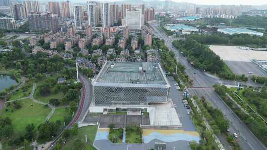 航拍江西萍乡市图书馆